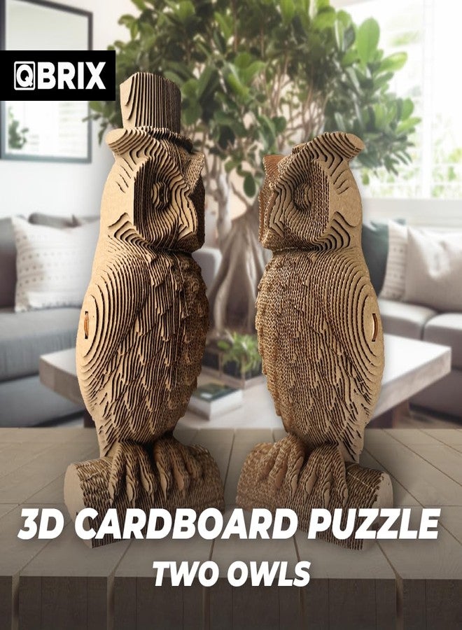 QBRIX 2 Owls 3D Puzzles for Adults, 3D Model Kit for Teens, DIY Crafts for Home Decor, Original Gift for Boys&Girls, Cardboard Model Building Kit,14+ Craft Kit - Image 2